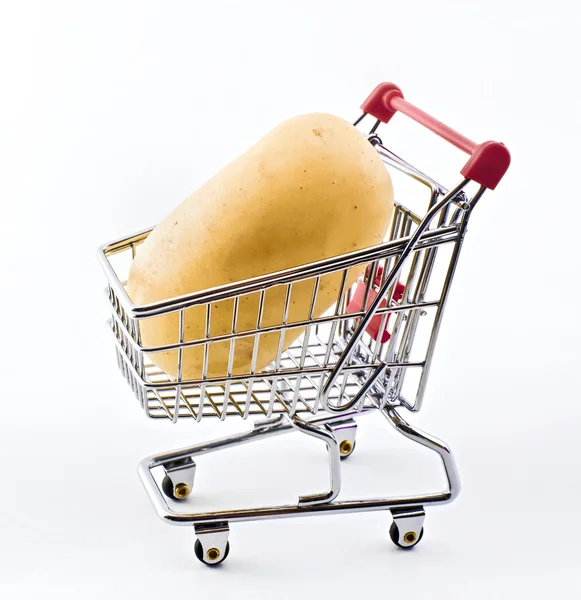Potato in shopping cart — Stock Photo, Image