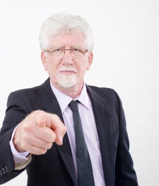 Senior businessman pointing clipart