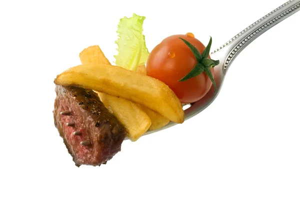 stock image Steak on fork