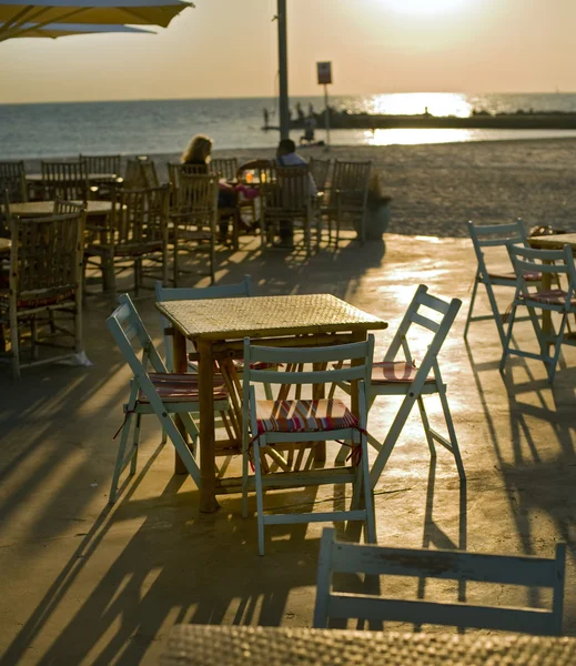 Restaurent παραλία ηλιοβασίλεμα — Φωτογραφία Αρχείου