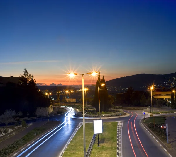 stock image Traffic circle by night