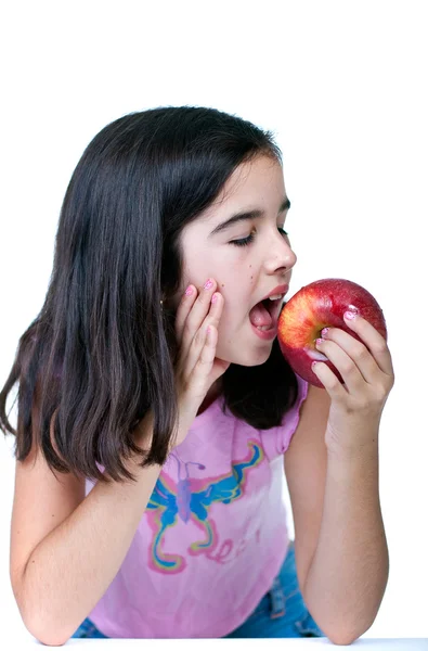Girl and apple — Stock Photo, Image