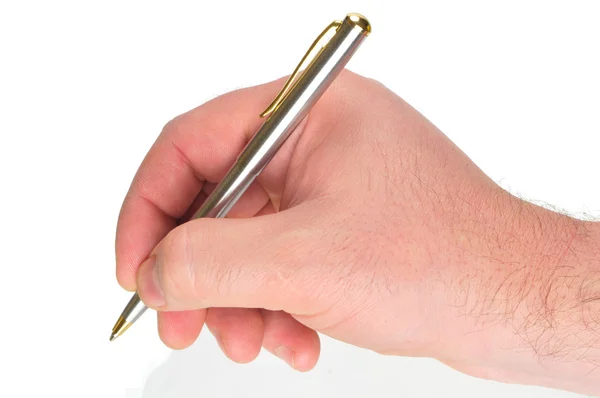 Ballpoint pen in hand — Stock Photo, Image