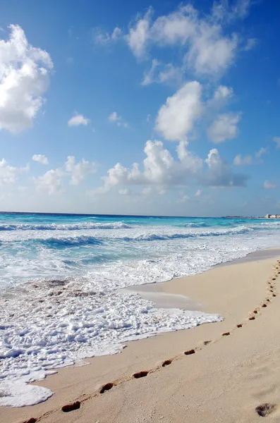 Het strand door de Caribische zee in cancun — Stockfoto