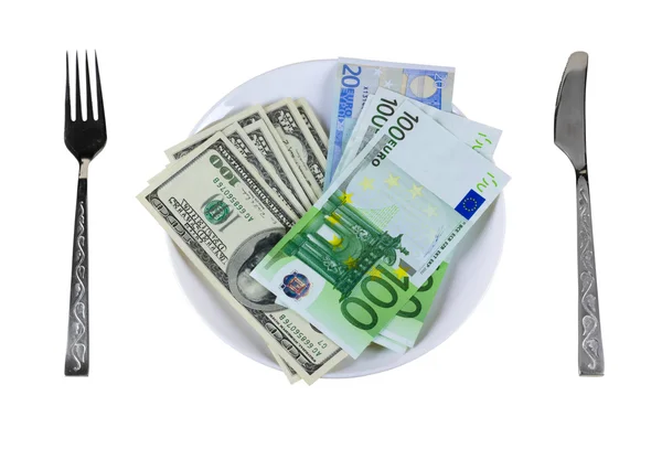 stock image Money on the plate