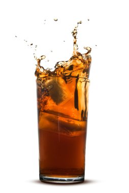 Beautiful splash of cola in glass clipart