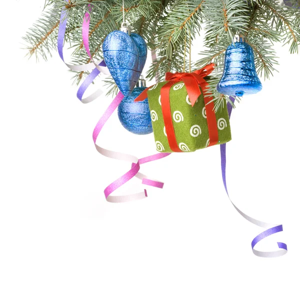 Bolas de Natal, presente e decoração — Fotografia de Stock