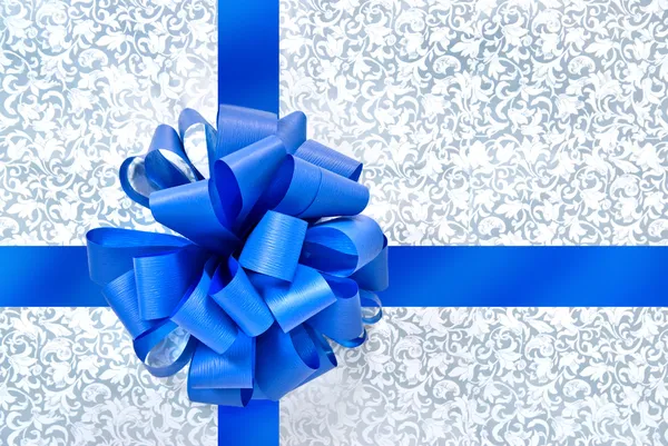 Blue bow from ribbon — Zdjęcie stockowe