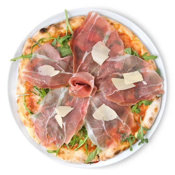 Italiensk pizza med skinka och ost — Stockfoto