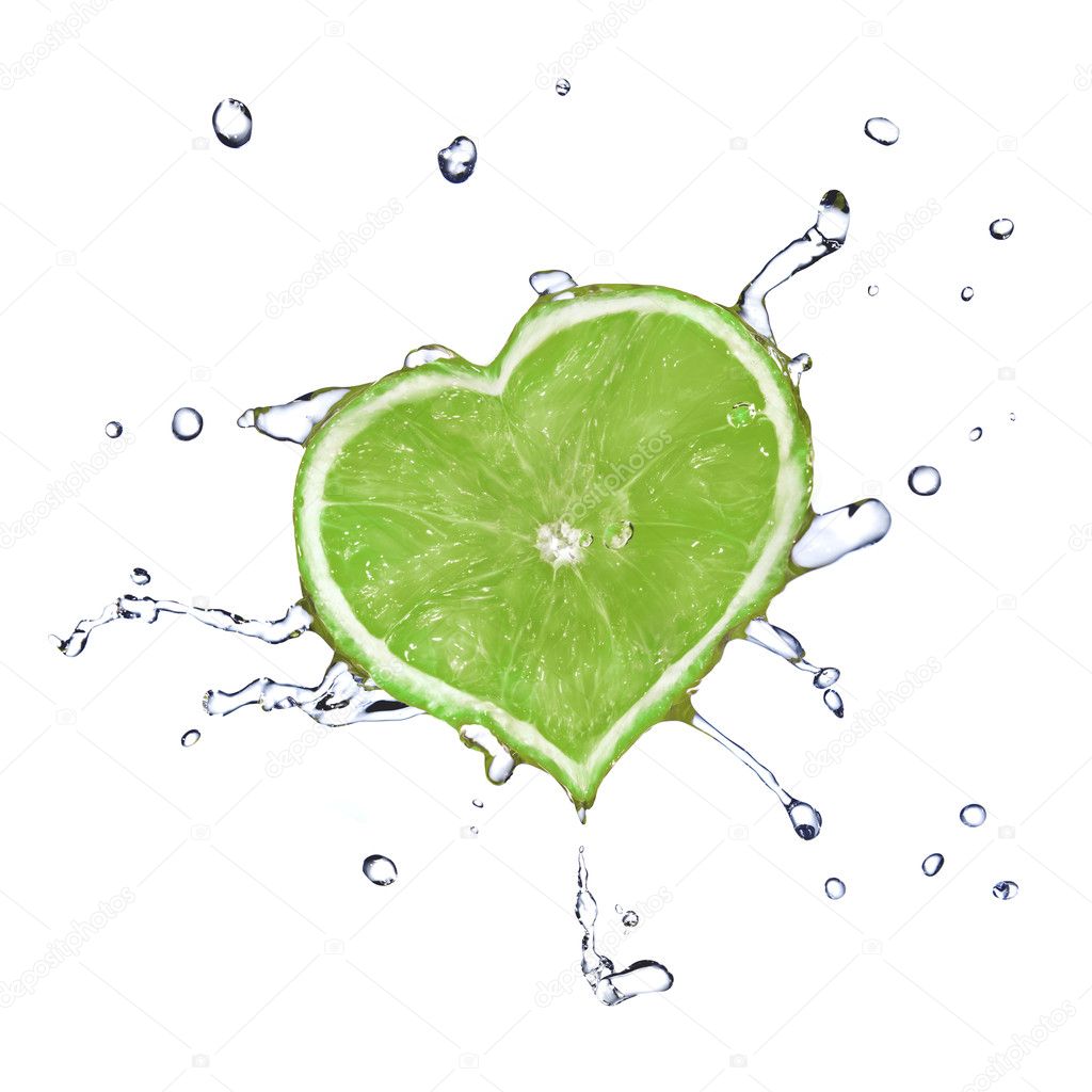 Heart from lime dropped into water