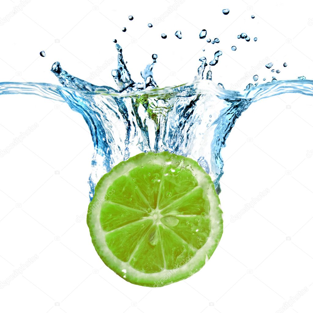 Fresh lime dropped into water — Stock Photo © artjazz 1364172