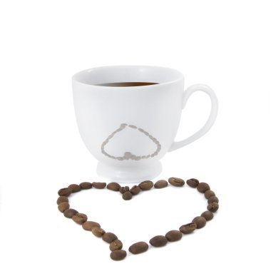 Coffee cup with coffee beans clipart