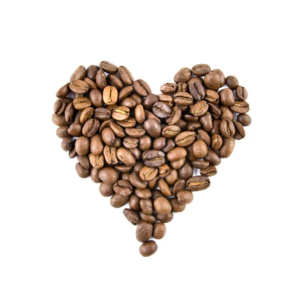 Srdce z kávových zrn — Stock fotografie