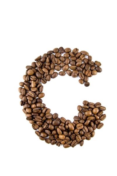 Kaffee Brief isoliert auf weiß — Stockfoto