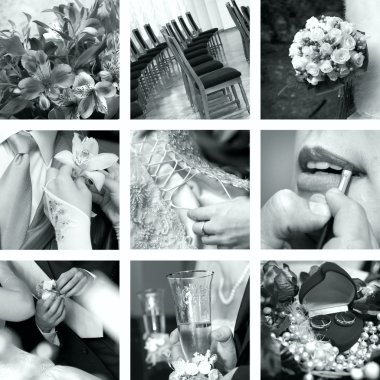 Black and white wedding photos clipart