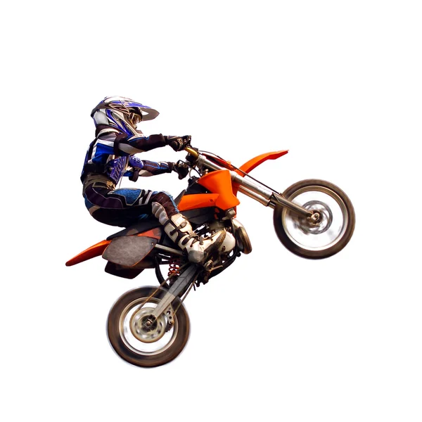 Jonge moto rider in de lucht — Stockfoto