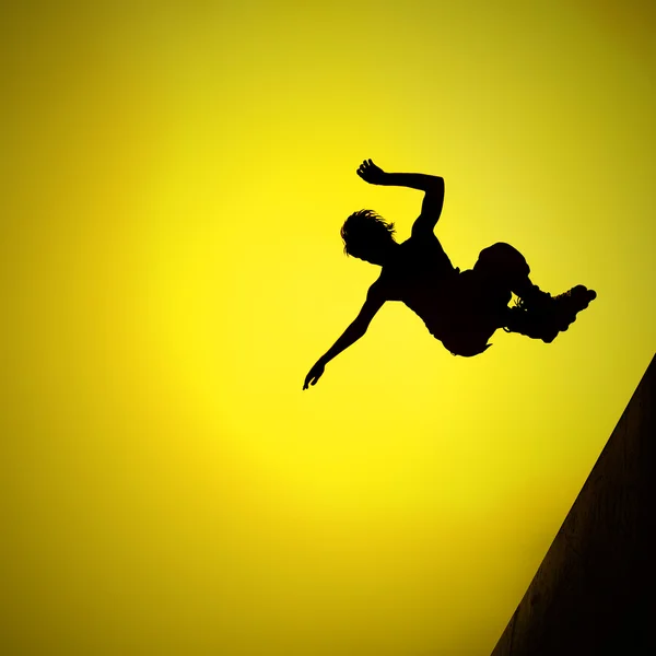 Silhouette of roller boy — Stock Photo, Image