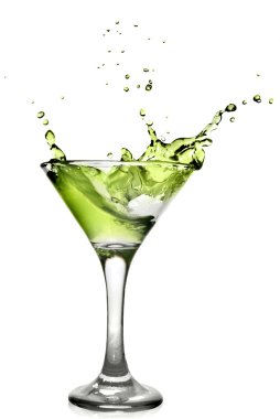 Green alcohol cocktail with splash clipart