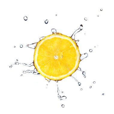 Slice of lemon with water drops clipart