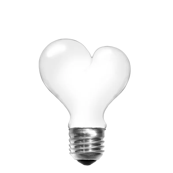Лампочка у формі серця ізольована — стокове фото