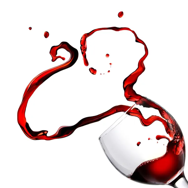 心从灌红葡萄酒的酒杯 — 图库照片