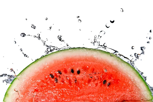 Vattenmelon och vatten stänk — Stockfoto