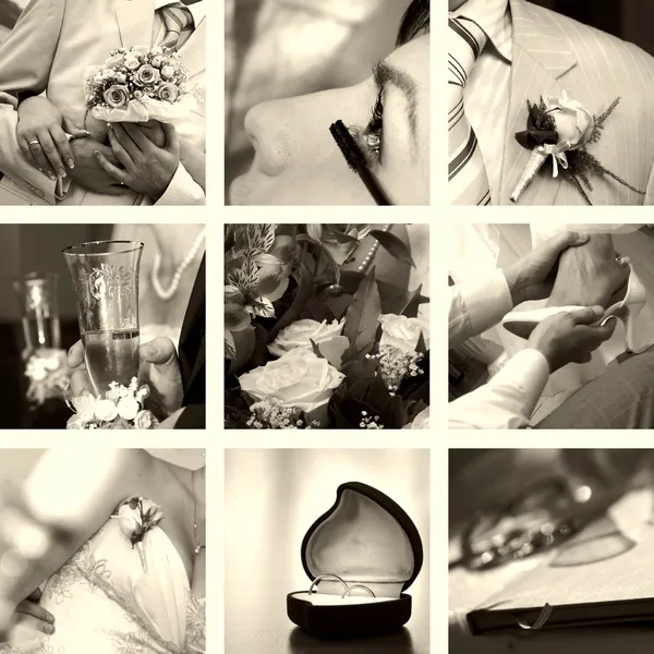 Bruiloft foto's in sepia instellen — Stockfoto