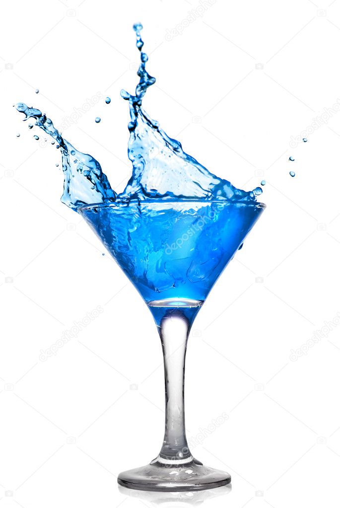 Blue cocktail with splash