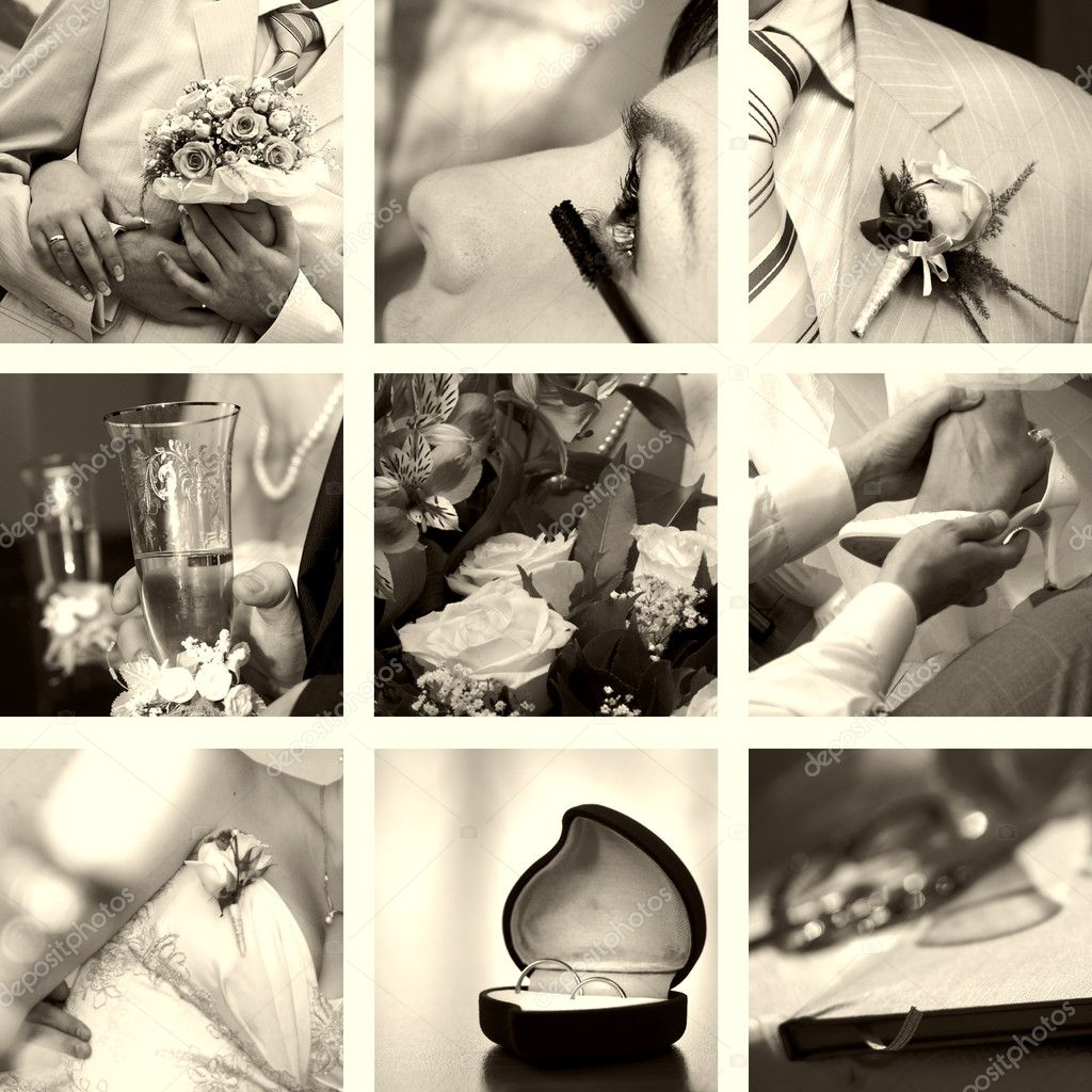 Wedding photos set in sepia