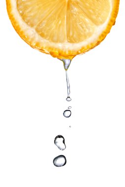 Fresh orange slice with water clipart