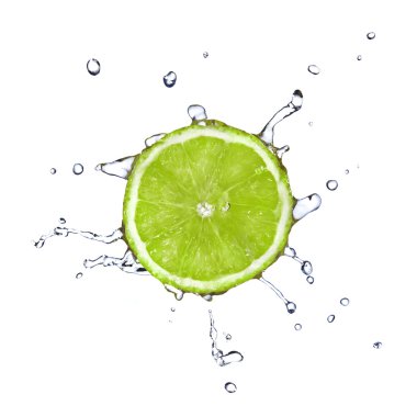 Slice of lime with water drops clipart