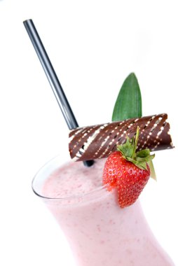 Strawberry milkshake isolated on white clipart