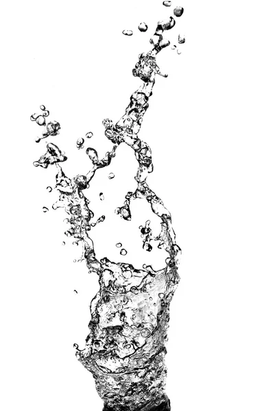 Plusk wody z bańki na białym tle — Zdjęcie stockowe