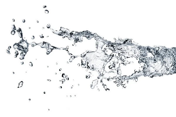 Plusk wody z bańki na białym tle — Zdjęcie stockowe