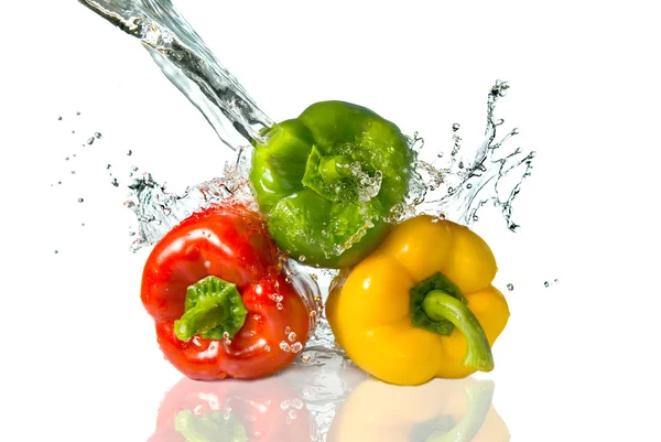 Pepper with water splash — Stock Photo, Image