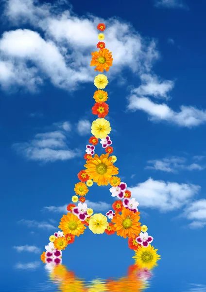 Wieża Eiffla z kwiatów — Zdjęcie stockowe