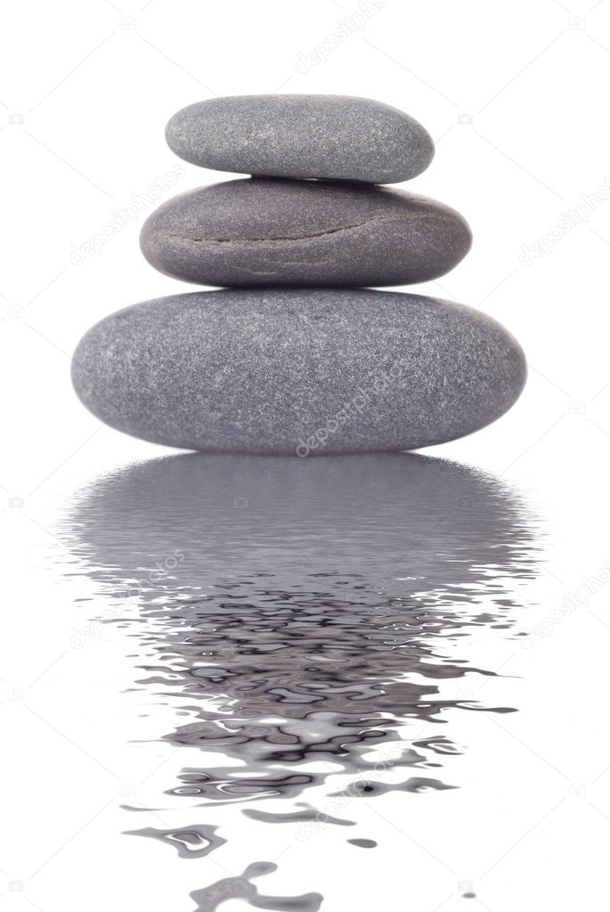 Spa stones with reflection isolated