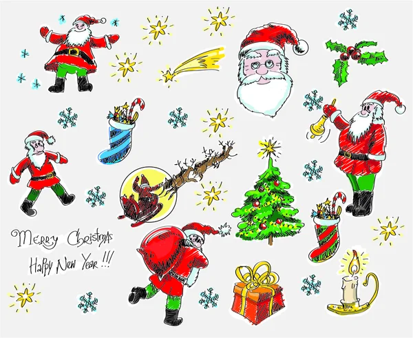 Conjunto de vetores desenhados à mão de rabiscos de Natal —  Vetores de Stock