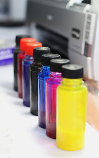 Flask of inks for printer — Stock Photo, Image