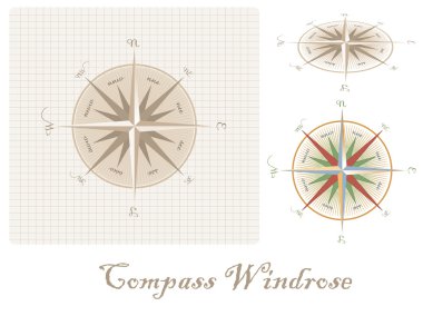 Old style compass wind-rose clipart