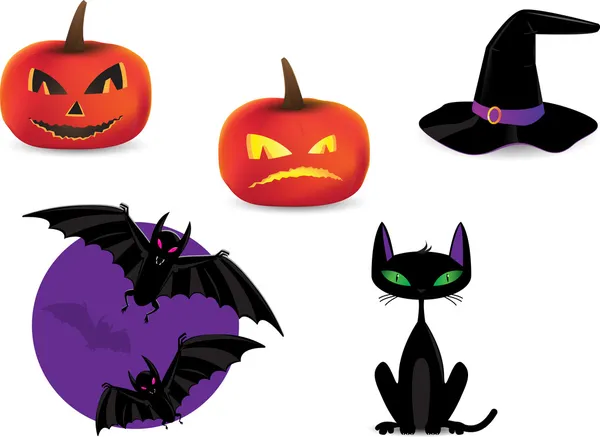 Uppsättning av halloween detaljerade ikoner — Stock vektor