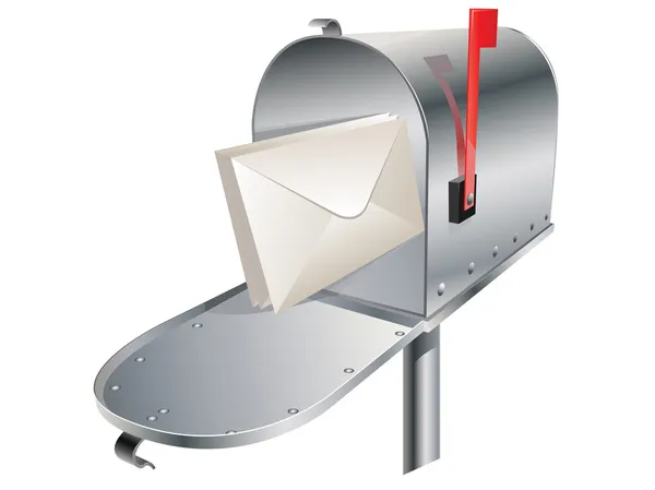 Векторна металева поштова скринька з конвертами — стоковий вектор