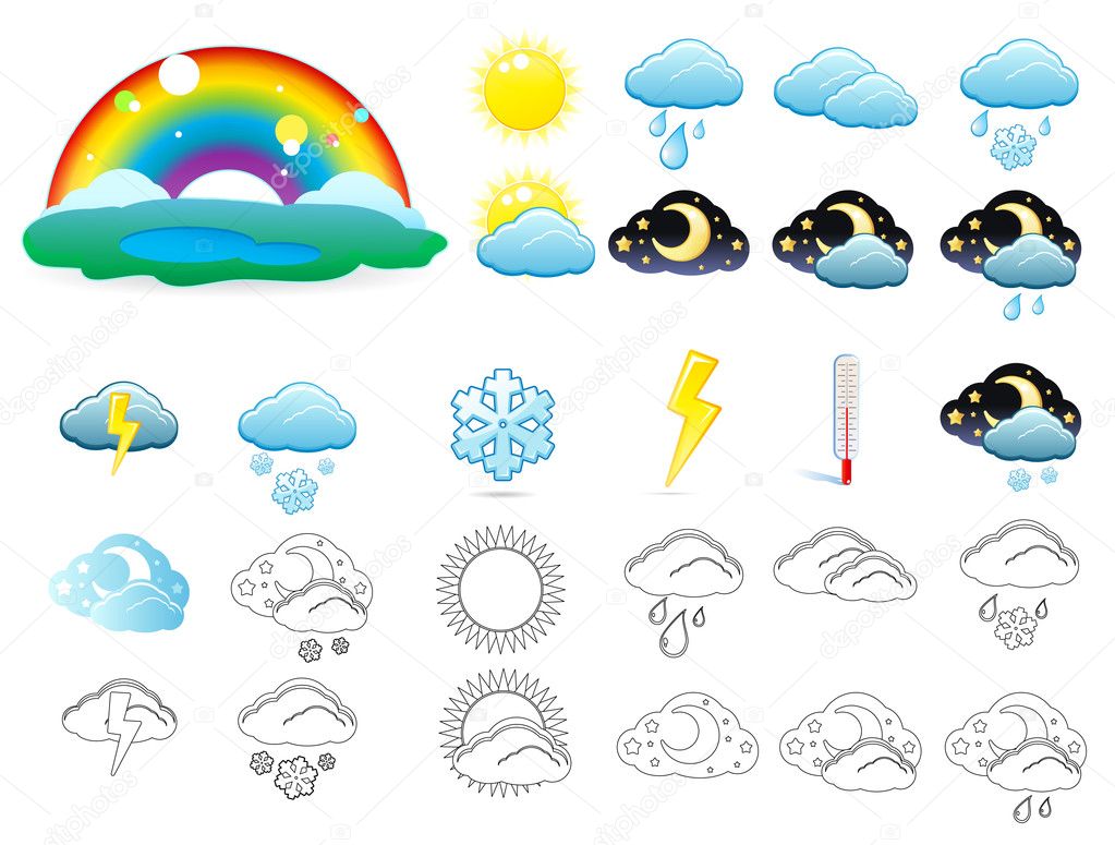 Vector set of weather icons