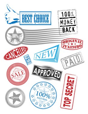 Set of vector stamps with various tags clipart