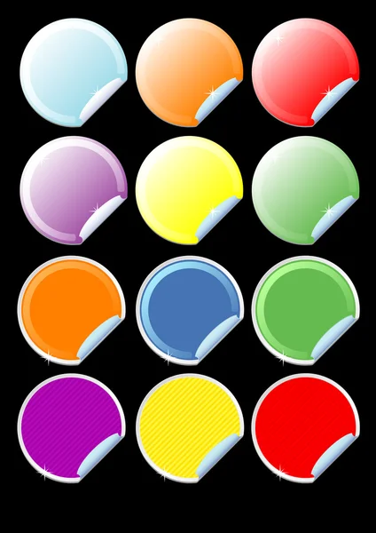 Набір кольорових наклейок з завитками — стоковий вектор