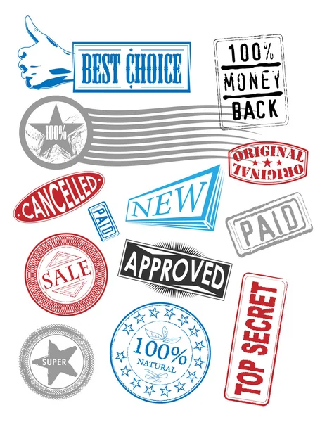 Set van vector postzegels met verschillende tags — Stockvector