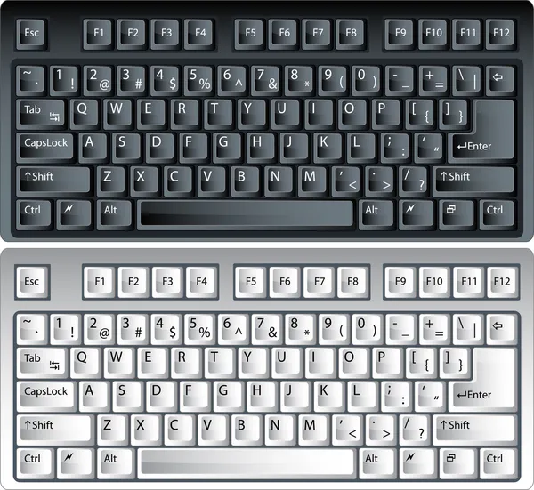 Zwart-wit vector pc-toetsenbord — Stockvector