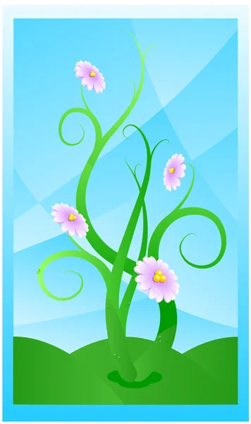 stock vector Water color landscape with flowers