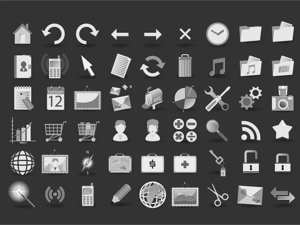 54 iconos web en blanco y negro — Vector de stock