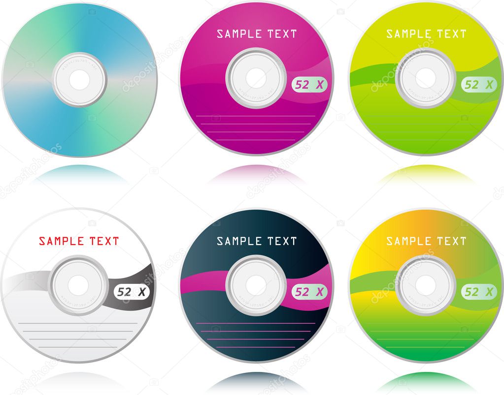 Vector set of high detailed blank CDs